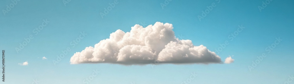 Fluffy white cloud against a bright blue sky, creating a serene and tranquil atmosphere. Fluffy white cloud against a bright blue sky, creating a serene and tranquil atmosphere.