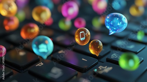 Wallpaper Mural Social Media Icons Floating Above Keyboard Torontodigital.ca