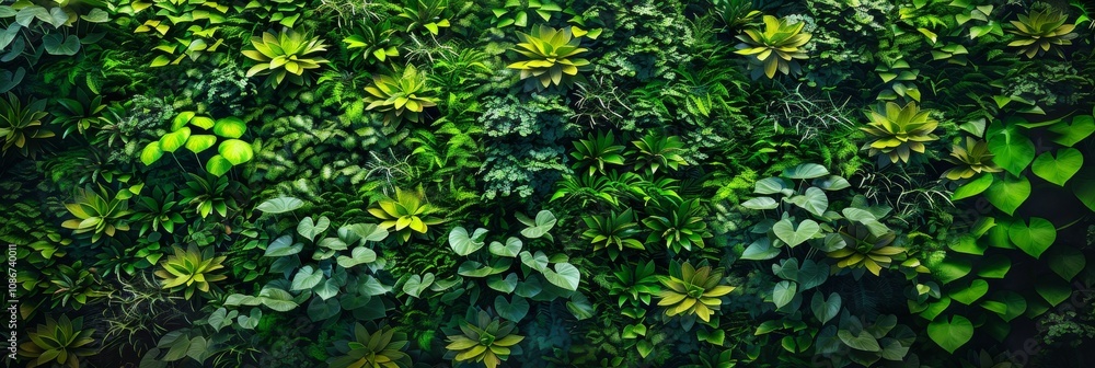 Obraz premium Green Wall Texture, Vertical Garden Background, Eco Bio Room Interior, Live Plans Pattern, Herbs, Creepers