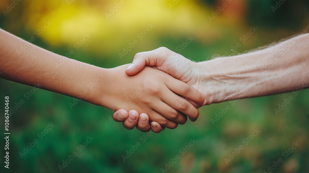 Handshake between two people. Handshake between two people.