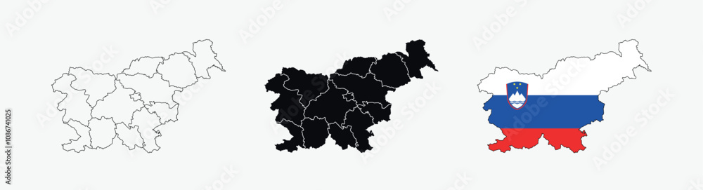 Slovenia Map vector icon. Map of Slovenia various styles. Slovenia Map vector icon. Map of Slovenia various styles.