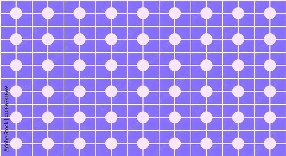 Fototapeta premium A clean and structured seamless design with interconnected white circles on a vibrant purple background