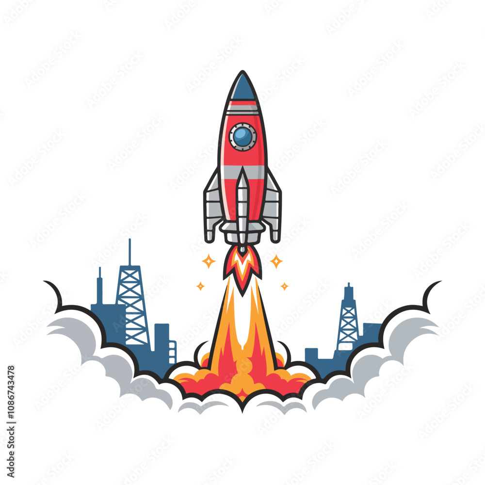 Rocket Vector Art Icon, Rocket booster icon, Rocket launch Vector illustration logo design Rocket Vector Art Icon, Rocket booster icon, Rocket launch Vector illustration logo design