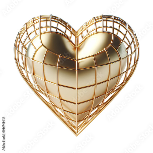 Golden Heart on transparent background