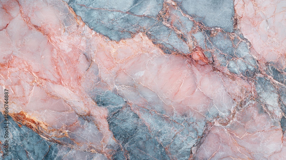 Fototapeta premium Abstract Natural Stone Texture Featuring Shades of Pink and Blue with Intricate Veining Patterns Suitable for Artistic or Interior Design Applications