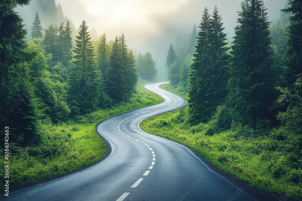 Serene Tree-Lined Road Surrounded by Lush Greenery with a Carpet of Fallen Leaves Serene Tree-Lined Road Surrounded by Lush Greenery with a Carpet of Fallen Leaves