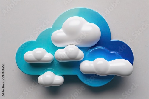 Vibrant 3D Cumulus Cloud Icon with Dynamic Colors for Weather Forecasting and Visual Content