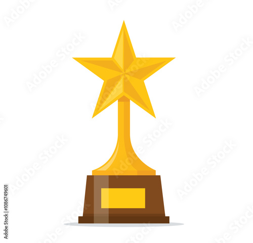 Gold Star Trophy vector illustration