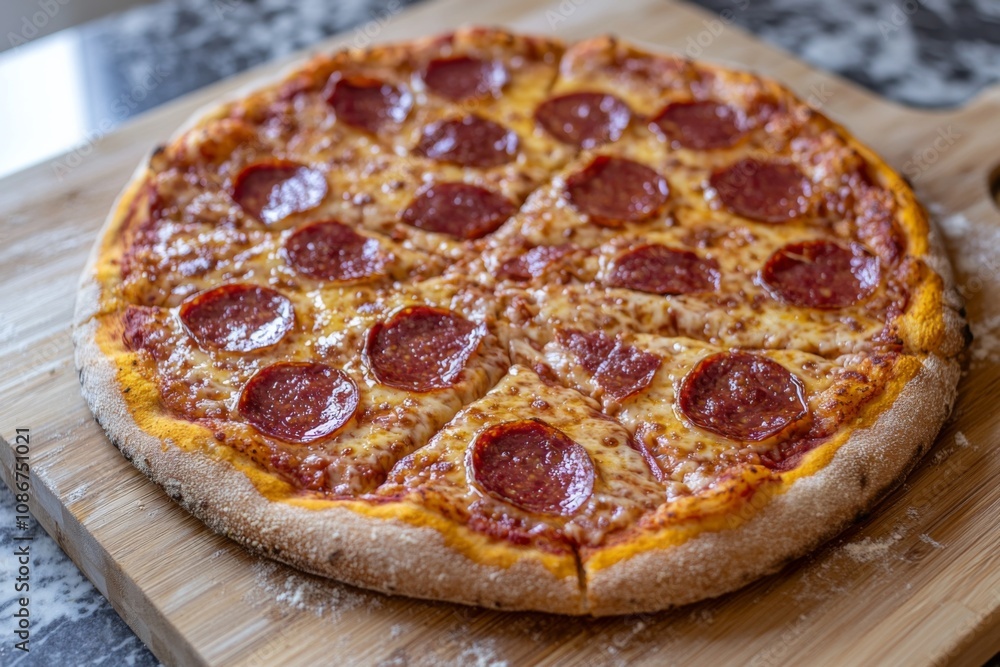 Delicious Pizza on Table Close Up Delicious Pizza on Table Close Up