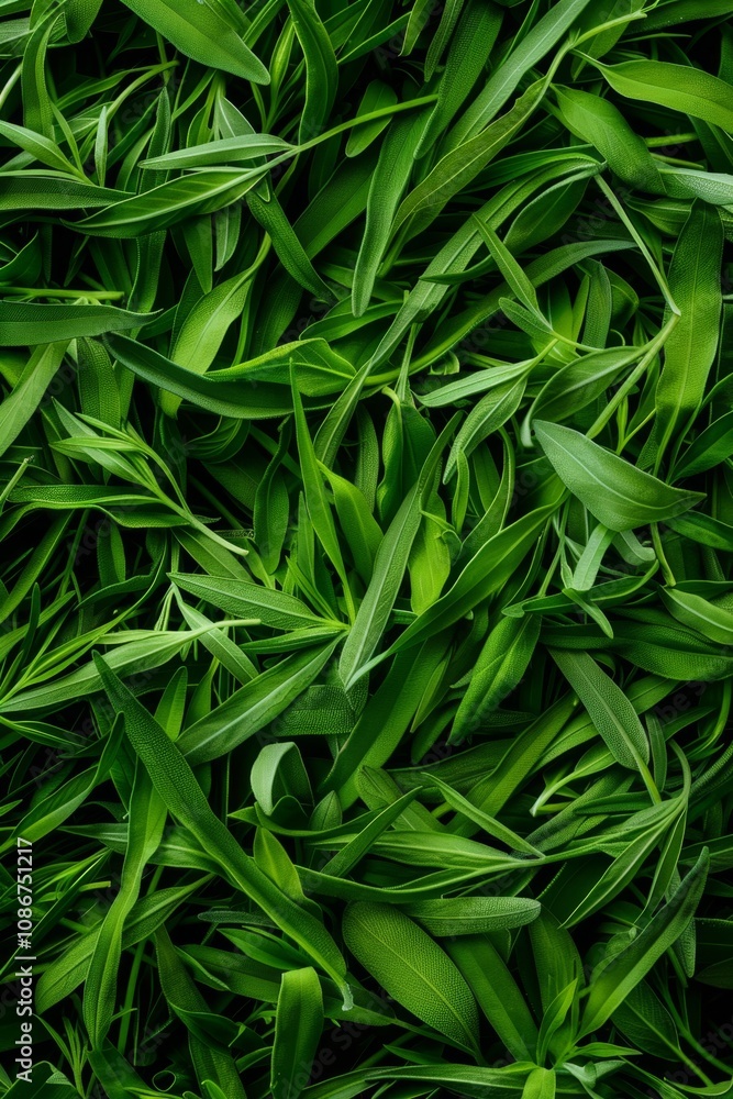 Tarragon texture background, estragon leaf banner, Artemisia dracunculus pattern, fresh herbal leaves Tarragon texture background, estragon leaf banner, Artemisia dracunculus pattern, fresh herbal leaves