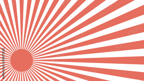 Retro background rising red sun rays asian flag sun rays