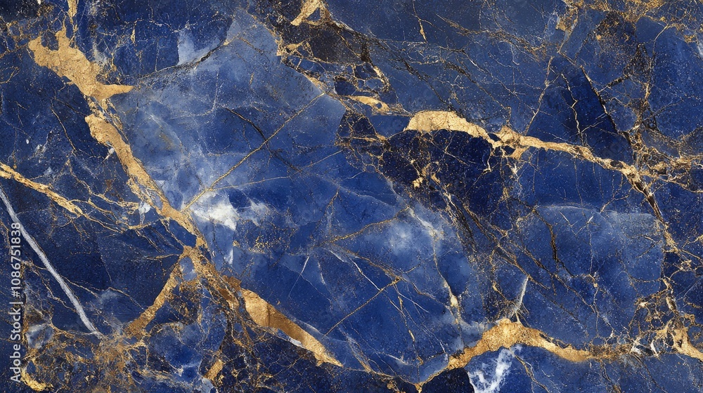 Fototapeta premium Stunning Dark Blue Marble with Golden Veins and Unique Texture for Elegant Interior Design, Architecture, and Luxury Projects