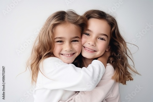 Hugging portrait child smile.