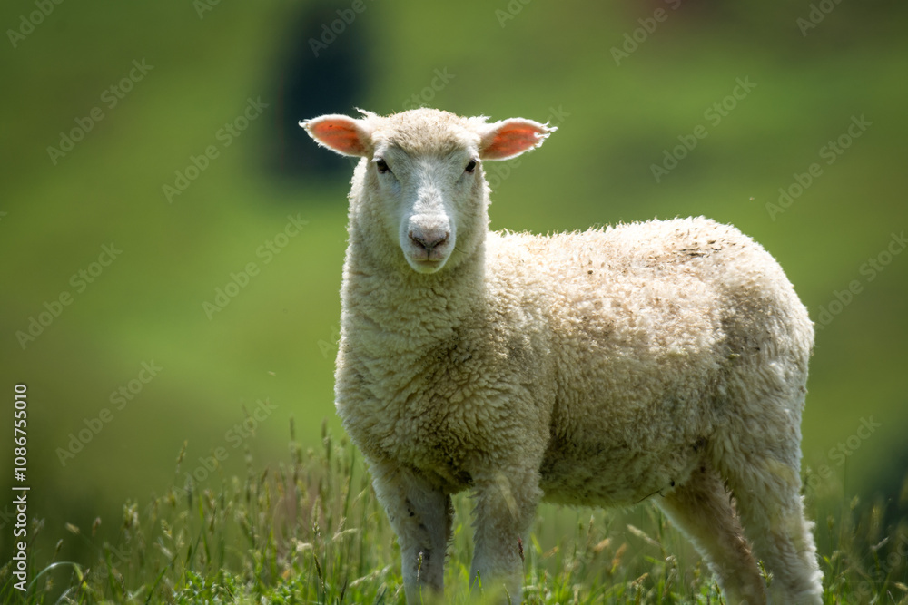 lamb in lush green grassy field lamb in lush green grassy field