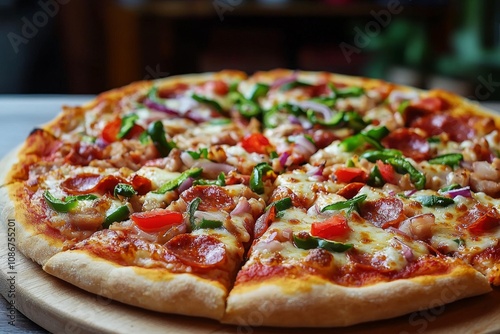 Delicious Pizza on Table Close Up