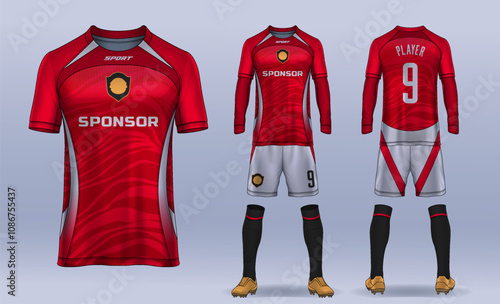 t-shirt sport design template, Soccer jersey mockup for football club. uniform front and back view.