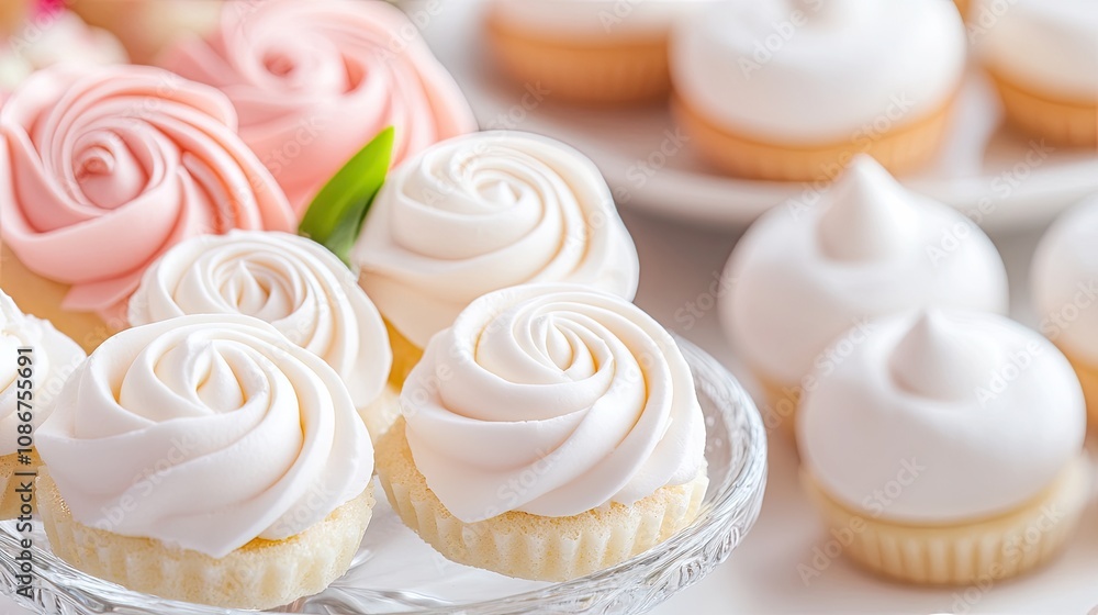 Delicate meringue roses in a glass vase create a fairytale atmosphere at a wedding candy bar Delicate meringue roses in a glass vase create a fairytale atmosphere at a wedding candy bar
