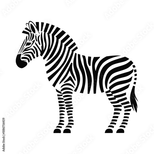 Black and white zebra silhouette illustration