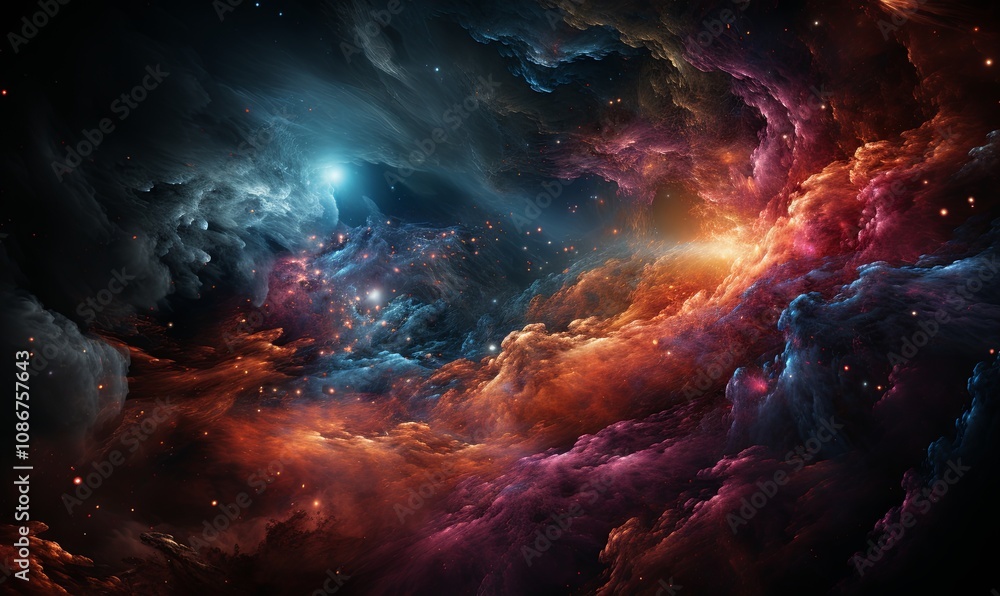 Colorful Space Filled With Stars and Clouds Colorful Space Filled With Stars and Clouds