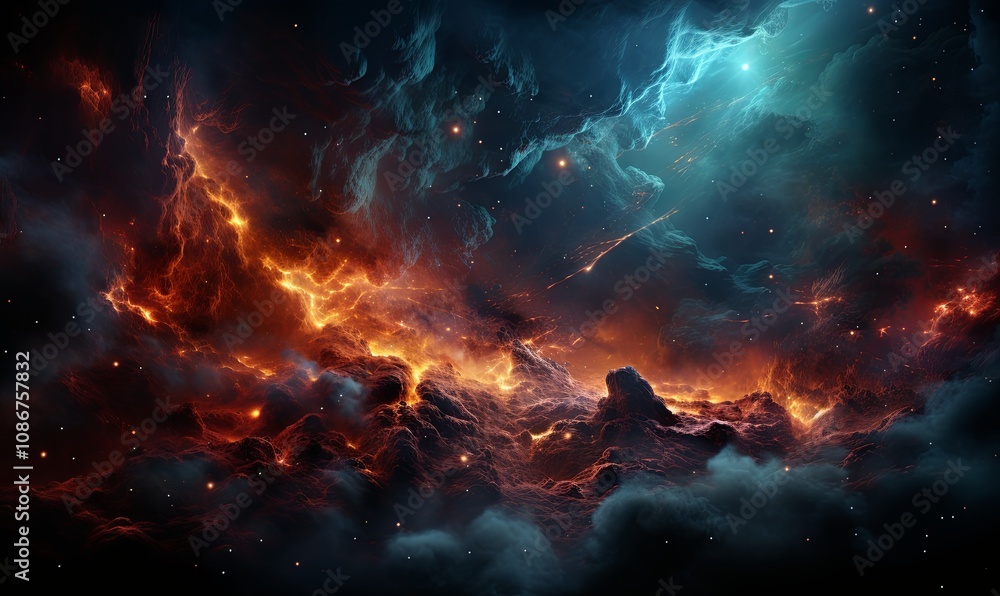 Colorful Space Filled With Clouds and Stars Colorful Space Filled With Clouds and Stars