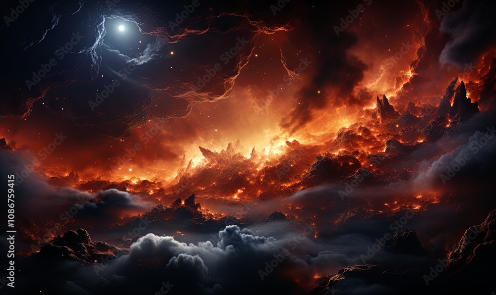 Dark Sky With Clouds and Bright Light Dark Sky With Clouds and Bright Light
