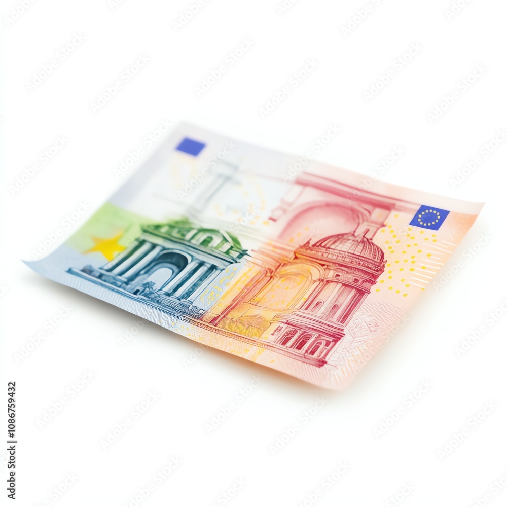 Colorful euro banknote on a white background Colorful euro banknote on a white background