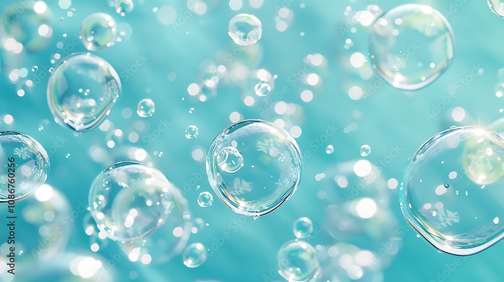 The background of the bubbles is a soft aqua hue The background of the bubbles is a soft aqua hue