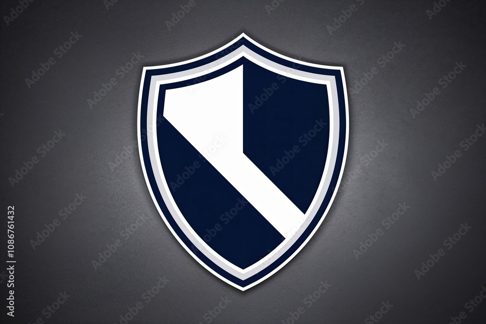 Heroic White and Navy Shield Badge Graphic with Clipping Path for Sports Uniform Designs Heroic White and Navy Shield Badge Graphic with Clipping Path for Sports Uniform Designs