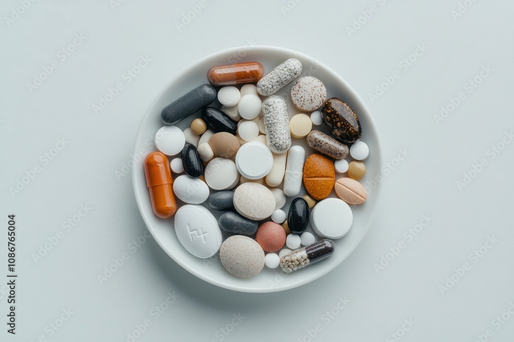 Assortment of Pills in a Small Dish Assortment of Pills in a Small Dish