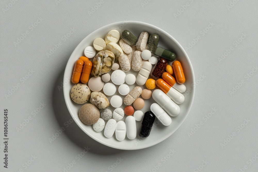 Assortment of Pills in a Small Dish Assortment of Pills in a Small Dish
