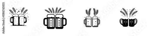 It is a toast to good times with two cartoon beer mugs clinking together, adorned with wheat stalks. The illustration evokes a sense of celebration and camaraderie.