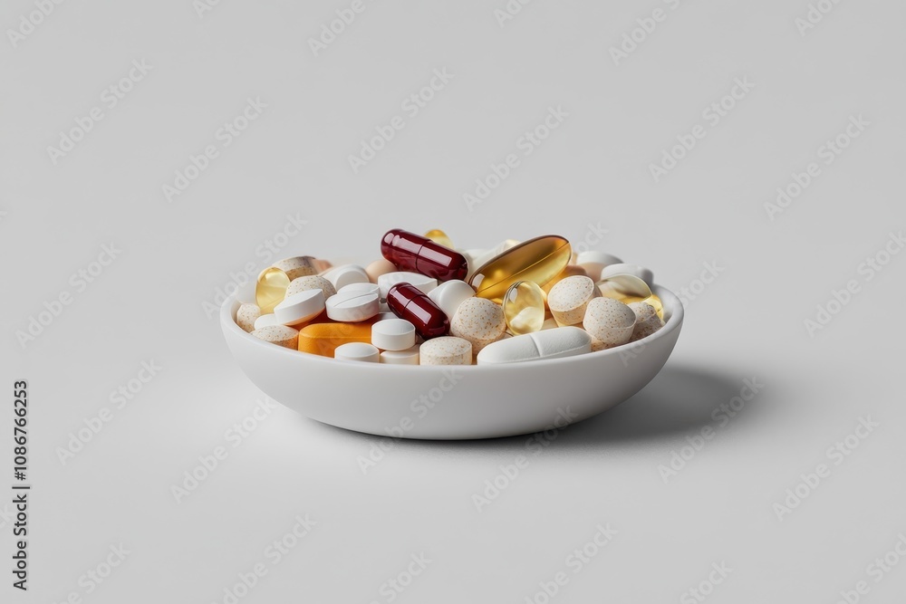 Assortment of Pills in a Small Dish Assortment of Pills in a Small Dish