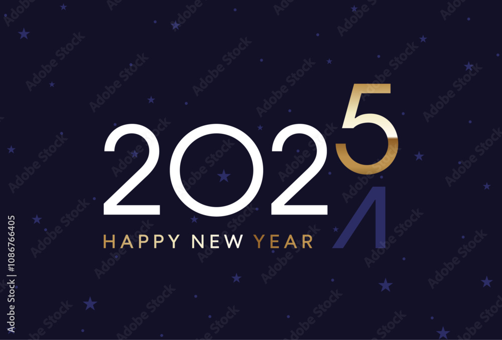 Naklejka premium 2025 loading greeting card, gold New Year countdown