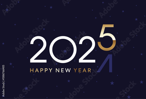 2025 loading greeting card, gold New Year countdown