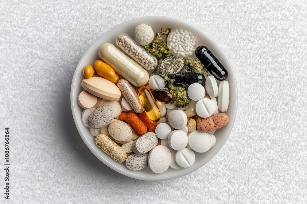Assortment of Pills in a Small Dish Assortment of Pills in a Small Dish