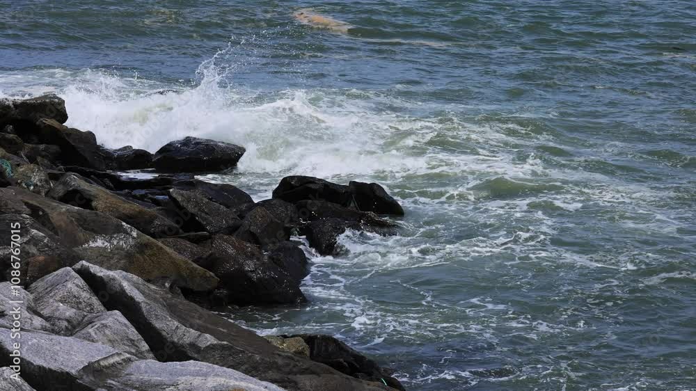 Waves in beach on sunny day, 4k resolution video Waves in beach on sunny day, 4k resolution video