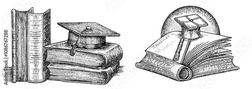 Thesis book cover. Flat illustration taken from a perspective view.