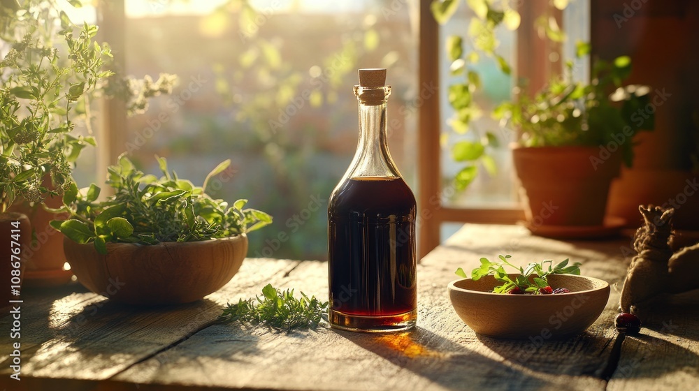 Herbal Infusion: A Rustic Still Life of Nature's Bounty Herbal Infusion: A Rustic Still Life of Nature's Bounty
