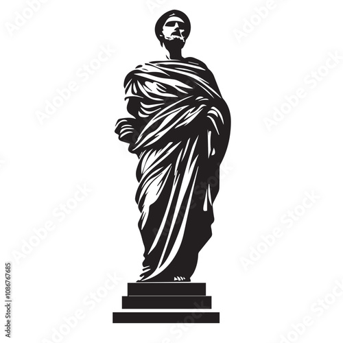 Statue In cartoon, hand-drawn flat style. image for social media, websites and UI. Isolated 2D vector design in logo, icon, sketch style, simple line vector, single color. AI Generative Art.