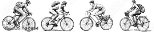 Active man cycling on eco transport. Young cyclist riding a bicycle. Flat modern illustration isolated on white background of a male bicyclist pedaling on a bike.
