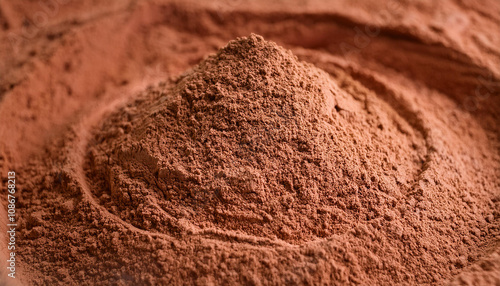 Natural bentonite or kaolin clay. Red annatto or rosehip powder. Iron oxide, hematite. photo