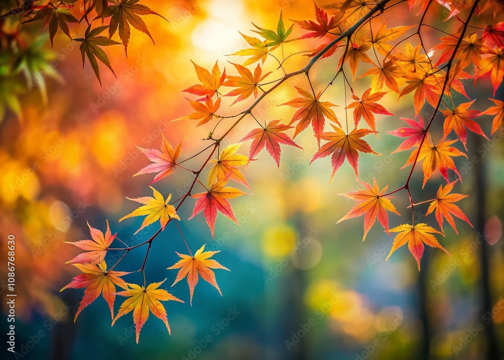 Captivating Long Exposure of Maple Branch Foliage with Vivid Leaves in Gentle Motion Under Soft Light for Nature Enthusiasts and Photographers Captivating Long Exposure of Maple Branch Foliage with Vivid Leaves in Gentle Motion Under Soft Light for Nature Enthusiasts and Photographers