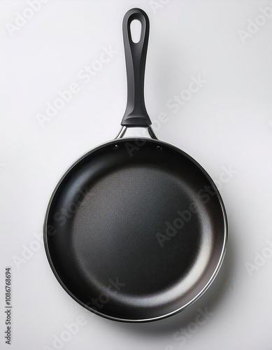 High-quality black frying pan on a white background. photo