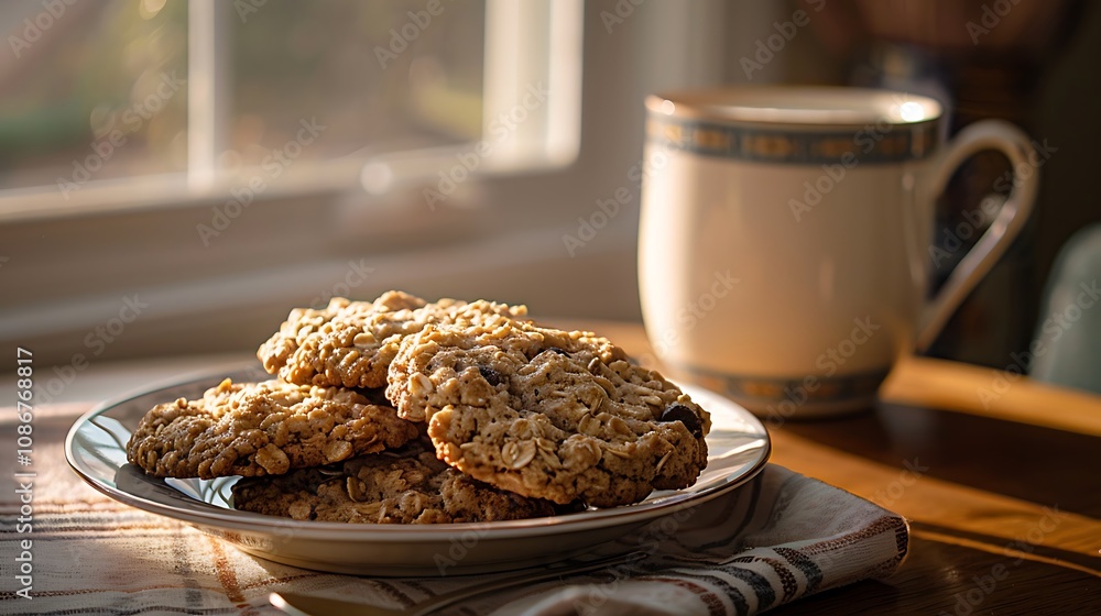 The home fills with the cozy soothing fragrance of freshly baked oatmeal cookies The home fills with the cozy soothing fragrance of freshly baked oatmeal cookies