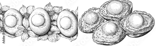 Egg-shaped gummy candies. Egg yolk, egg protein food. Jelly sweets, top view. Soft sugar gum snack. Flat modern illustration.