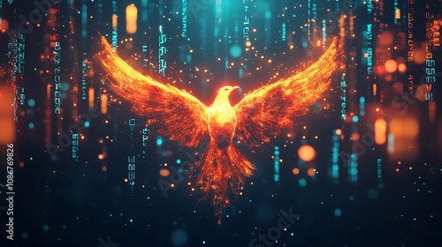 Glowing Phoenix Rising from...
