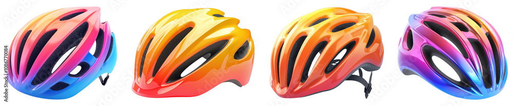Obraz premium A 3D bicycle safety helmet icon with a transparent background, promoting safe cycling practices.