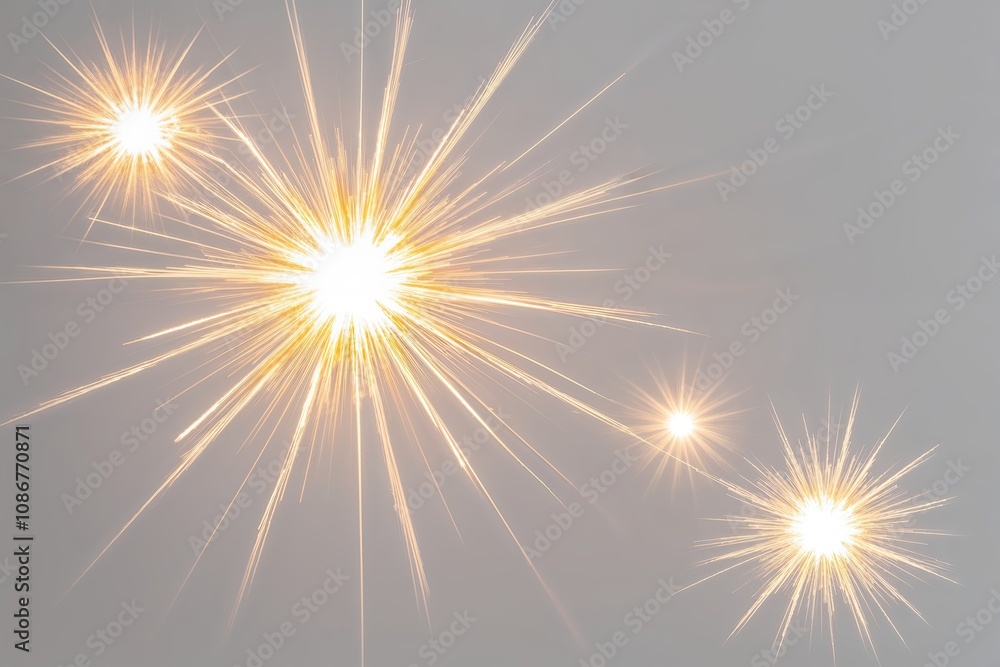 Fototapeta premium Radiant Light Sources with Sparkle and Glow on White Background