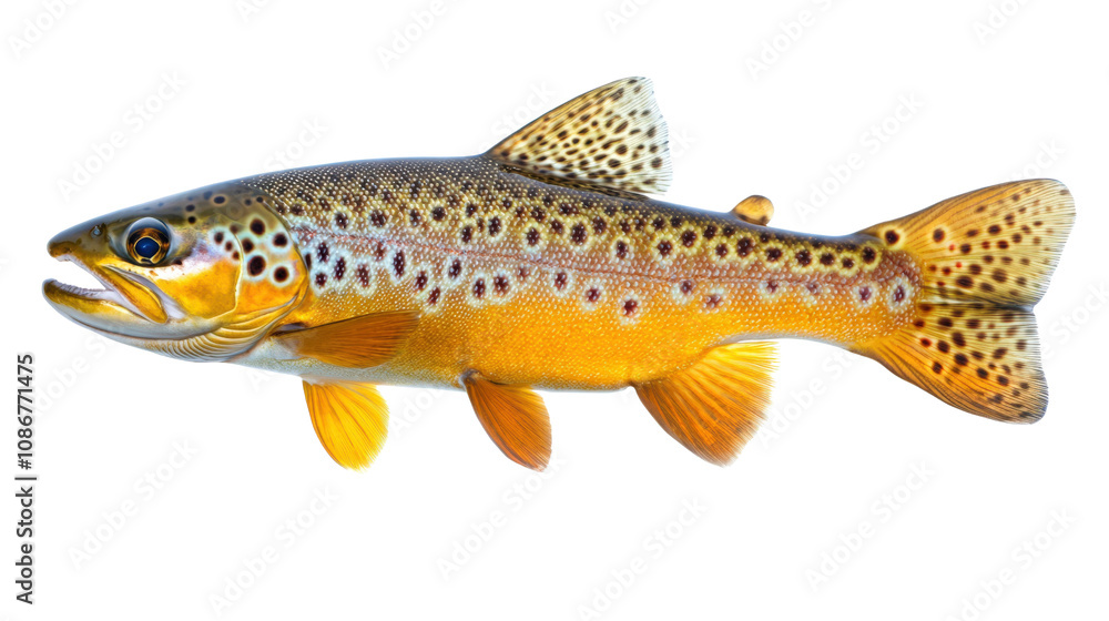A vibrant brown trout showcasing its unique patterns and colors in detail. A vibrant brown trout showcasing its unique patterns and colors in detail.