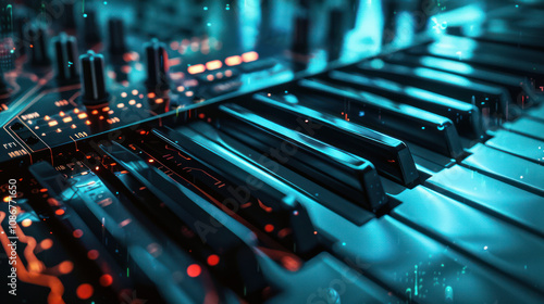 Futuristic Electronic Keyboard Close-Up photo